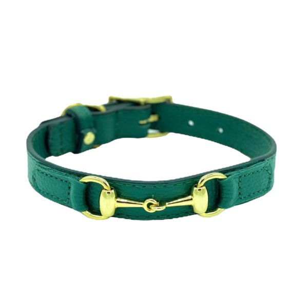 Princess Green Handmade Leather Dog Collar