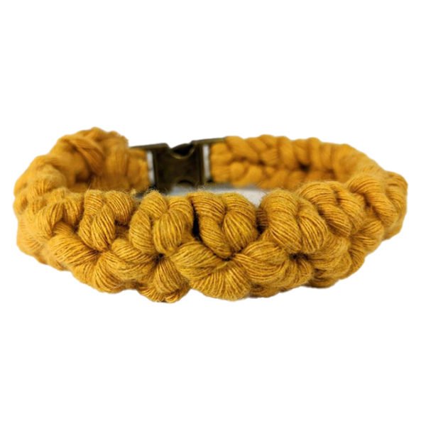 Yellow Cotton Braided Collar For Dogs