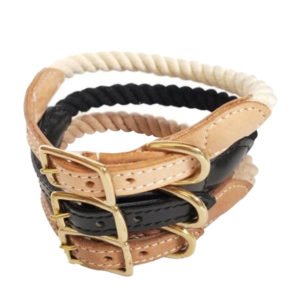 Rope and Leather Dog Collar Nautical