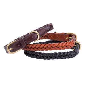 Adjustable Twisted Leather Large Dog Collars