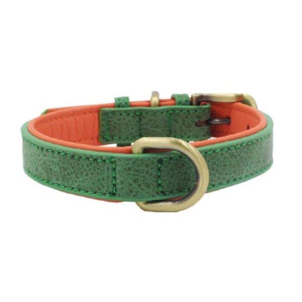Avocado Green Leather Buckle Collar
