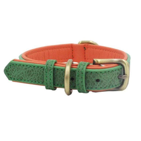 Avocado Green Leather Buckle Collar
