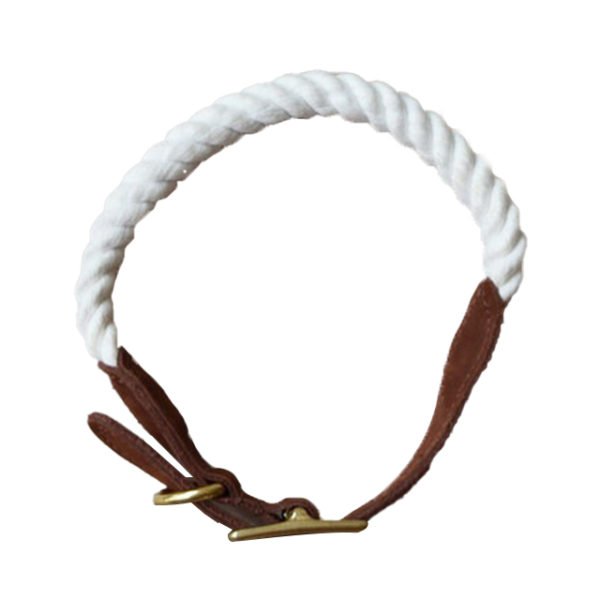 Rope and Leather Dog Collar Nautical