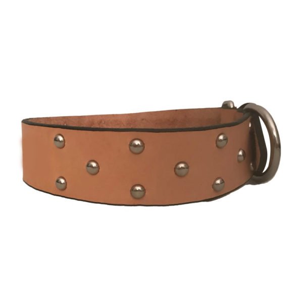 Wide Leather Brown Heavy Duty Leather Dog Collar
