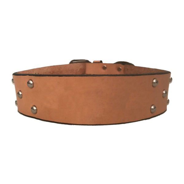 Wide Leather Brown Heavy Duty Leather Dog Collar