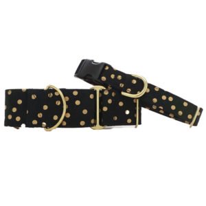 Black & Gold Polka Dot Dog Collar Maufacurer