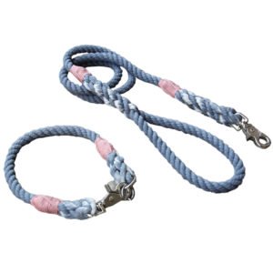 Grey Cotton Ombre Dog Collar & Leash