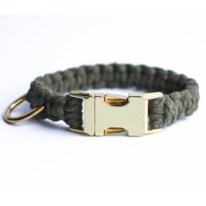 Macrame Gray Natural Cotton Dog Collar With Metal Buckle