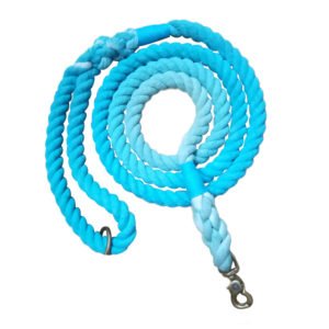 Aqua Blue Cotton Ombre Rope Leash For Small To Large Dogs