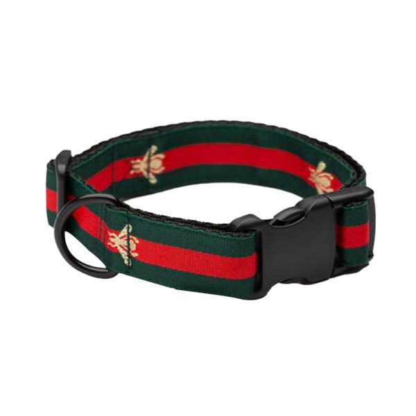 Green And Red Bee Printed Engraaved Dog Collar