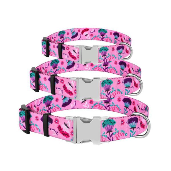 New Pink Floral Bright Dog Collars For Small To Large Dog