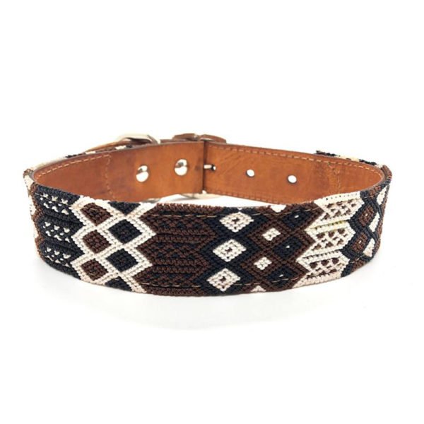 Stylish Handmade Macrame Leather Dog Collar