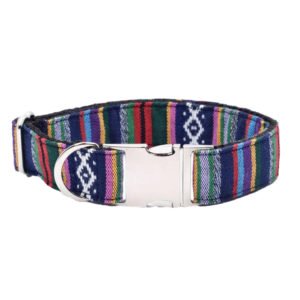 Traditional Boho Dog collar With Silver Metal Buckle