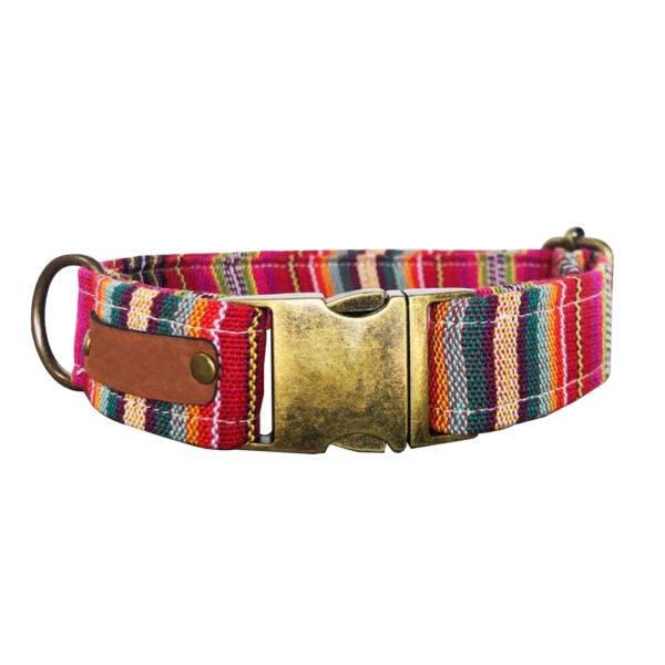 Beautiful Boho Pattern Pink Woven Collar For Dogs