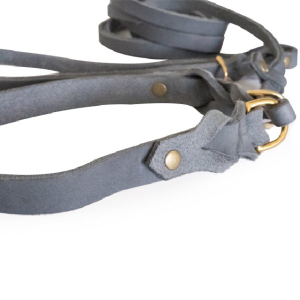 Genuine Gray Braided Leather Dog Leash