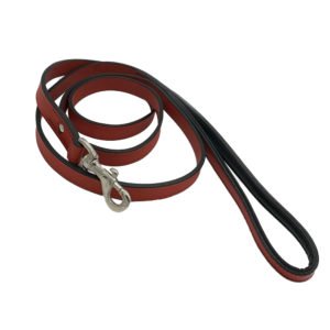 Leather Dog Leash With Padded Handle Red Bridle Leather