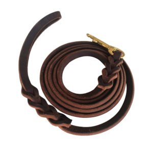 Braid Leather Dog Leash Real Leather Dark Brown