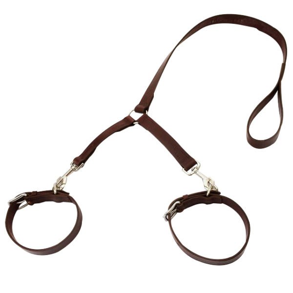 Dark Brown Double Dog Leather Leash