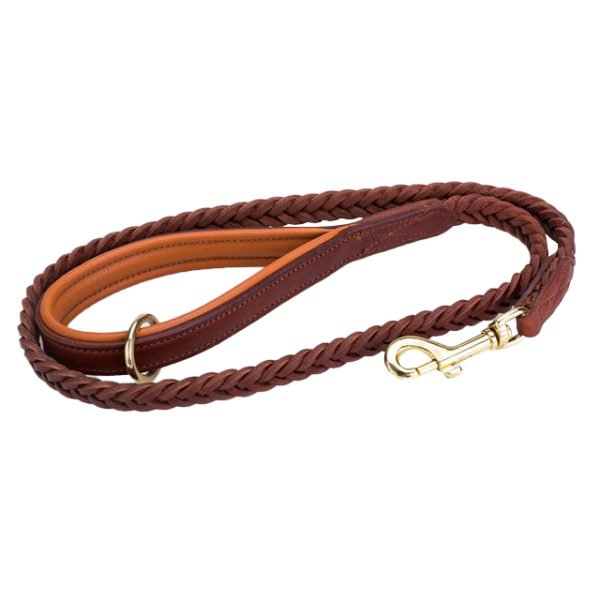 Ultra Strong Brown Braid Leather Dog Leash