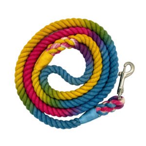 5ft Rope Dog Leash Ombre Braided 100% Cotton Multi-Colored