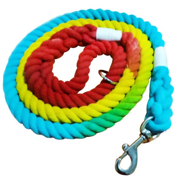 5ft Rope Dog Leash Ombre Braided 100% Cotton Multi-Colored