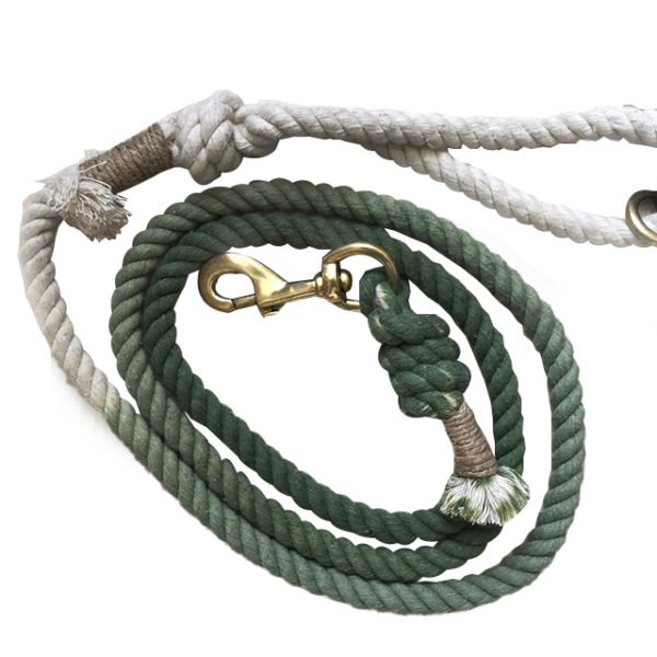 Olive Green & Brown Cotton Ombre Dog Rope Leash
