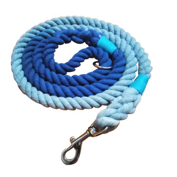 Dark Blue Cotton Gradient Rope Leash & Collar Set