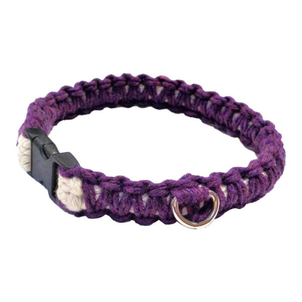 Personalized Macrame Purpe Dog Collar