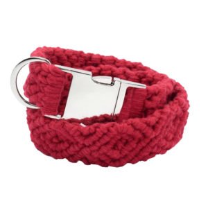 Diamond Kotted Macrame Red Dog Collar