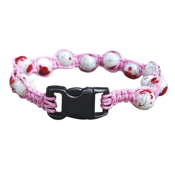 Pink Hippi Glass Bead Macrame Cat & Small Dog Collar
