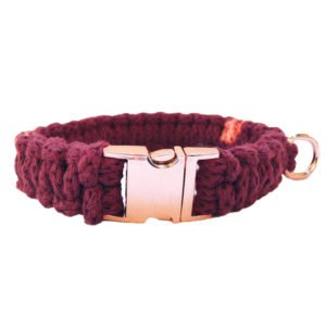 Maroon Pet Macrame Dog Collar