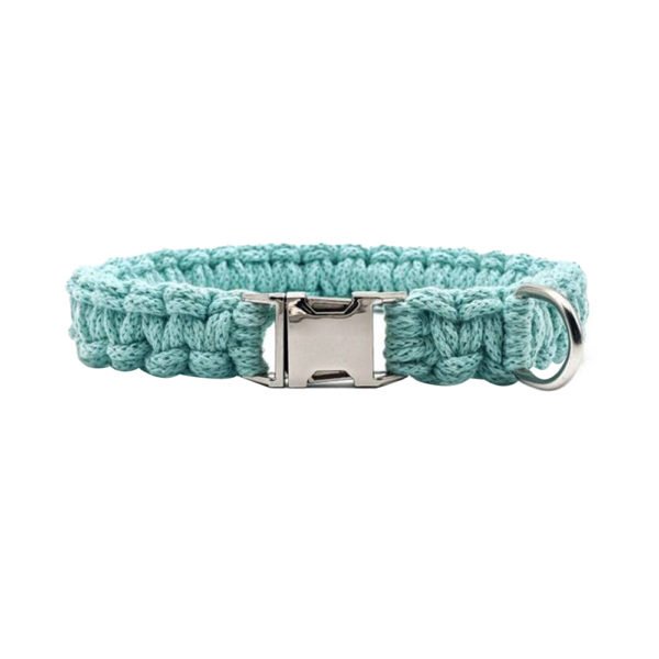 Light Blue Macrame Dog Collar