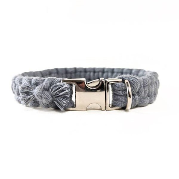 Macrame Gray Dog Collar