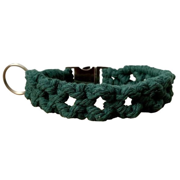 Diamond Knot Green Macrame Dog Collar