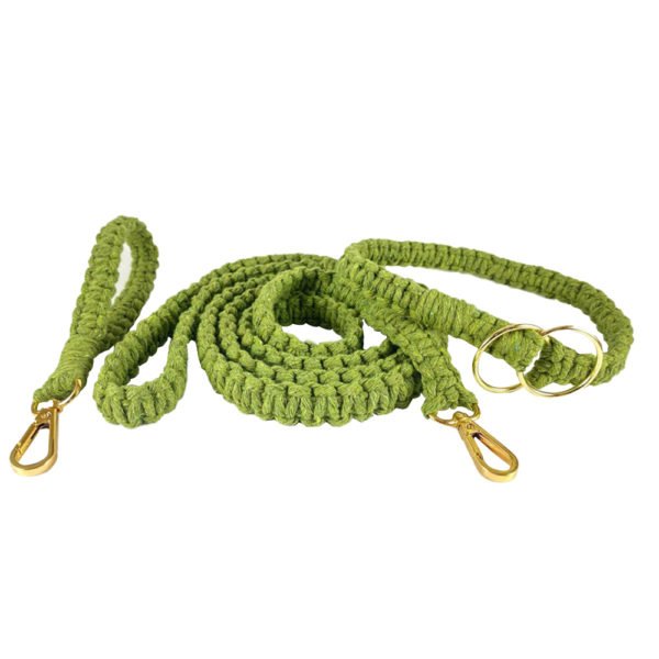Light Green Macrame Dog Collar And Leash