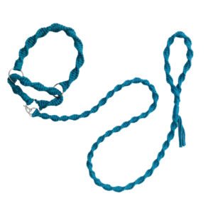 Ocean Blue Macrame Dog Collar & Leash