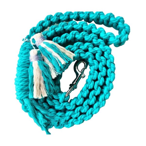 Braided Blue Cotton Rope Macrame Leash