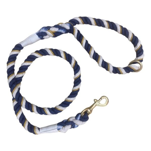 Manufacture Strong Blue Gold White Cotton Rope Leash for Dogs