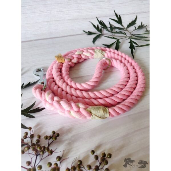 Solid Pattern Braided Pink Ombre Nylon Dog - Image 2