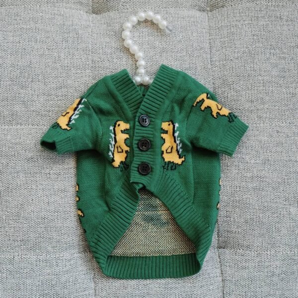 Luxurious Solid Green Little Dinosaur Pet Sweater
