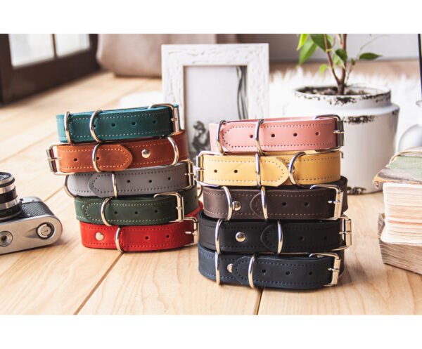 Leather dog collar with buckle Engraved dog collar - Image 2