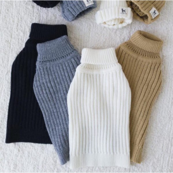Ribbed Turtleneck Knit Sweater Small Dog Knit Dog Sweater - Image 2