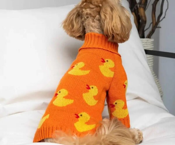Warm Dog Sweater with Duck Print Knitted Pet Clothes - Image 2