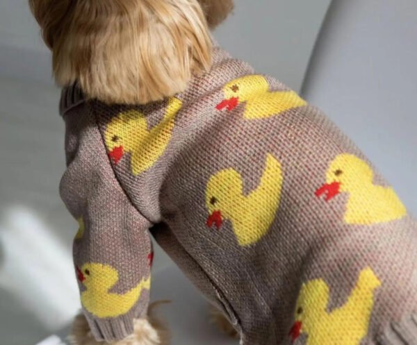 Warm Dog Sweater with Duck Print Knitted Pet Clothes