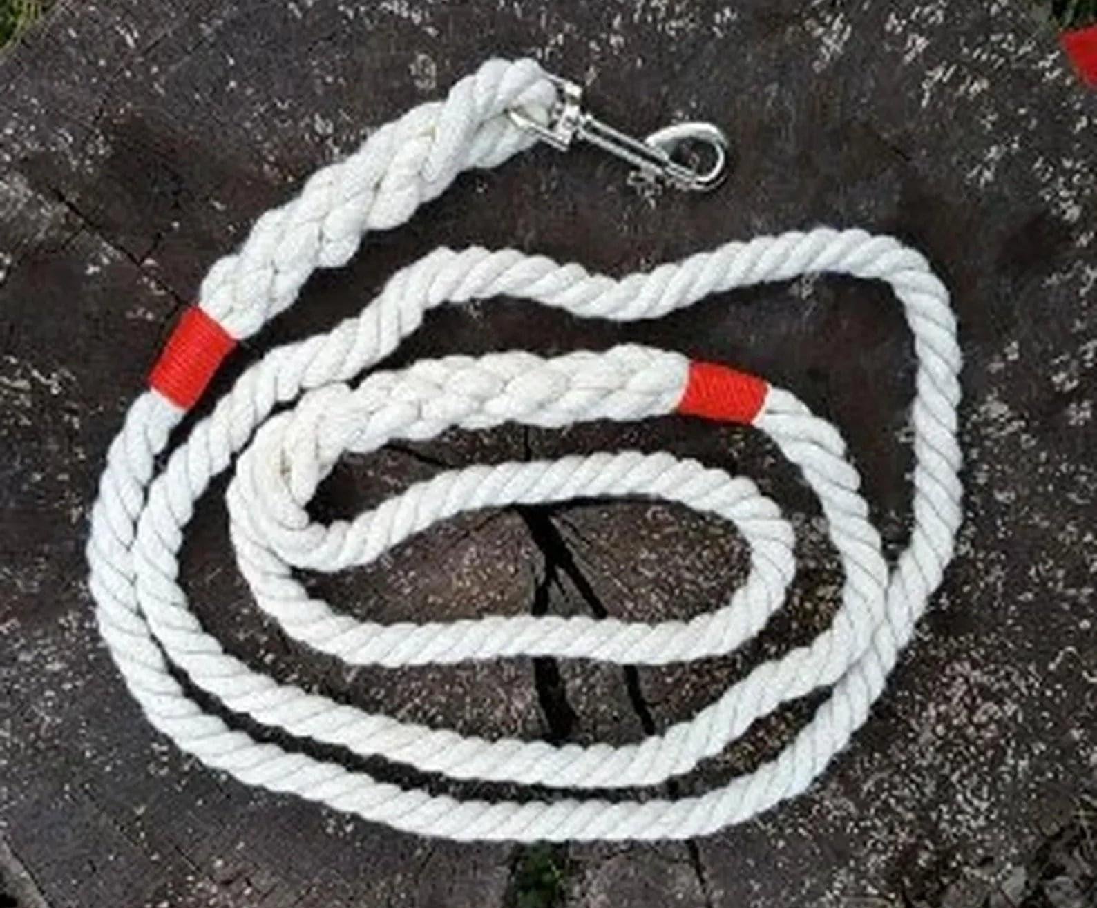 White Wedding Dog Leash Soft Braided Cotton Dog Lead
